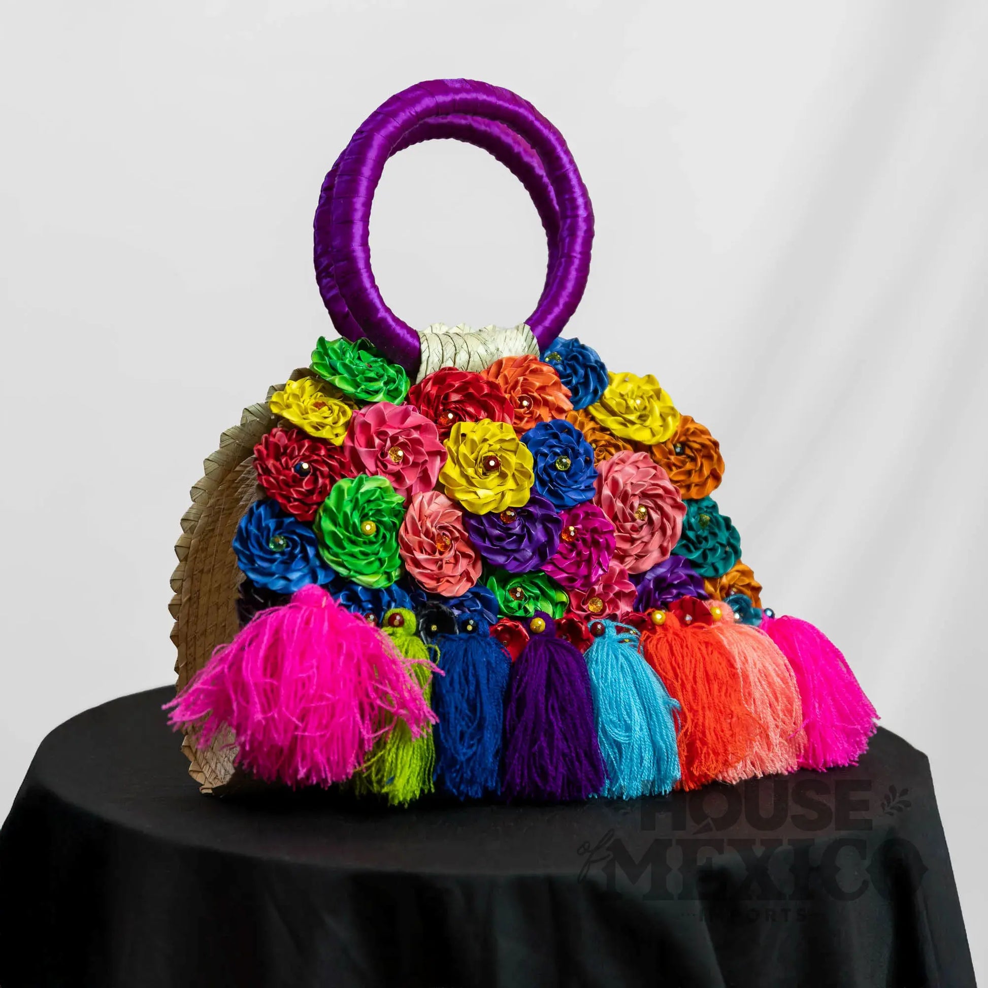 Mexican Handbags – Handmade Floral Tote with Tassels