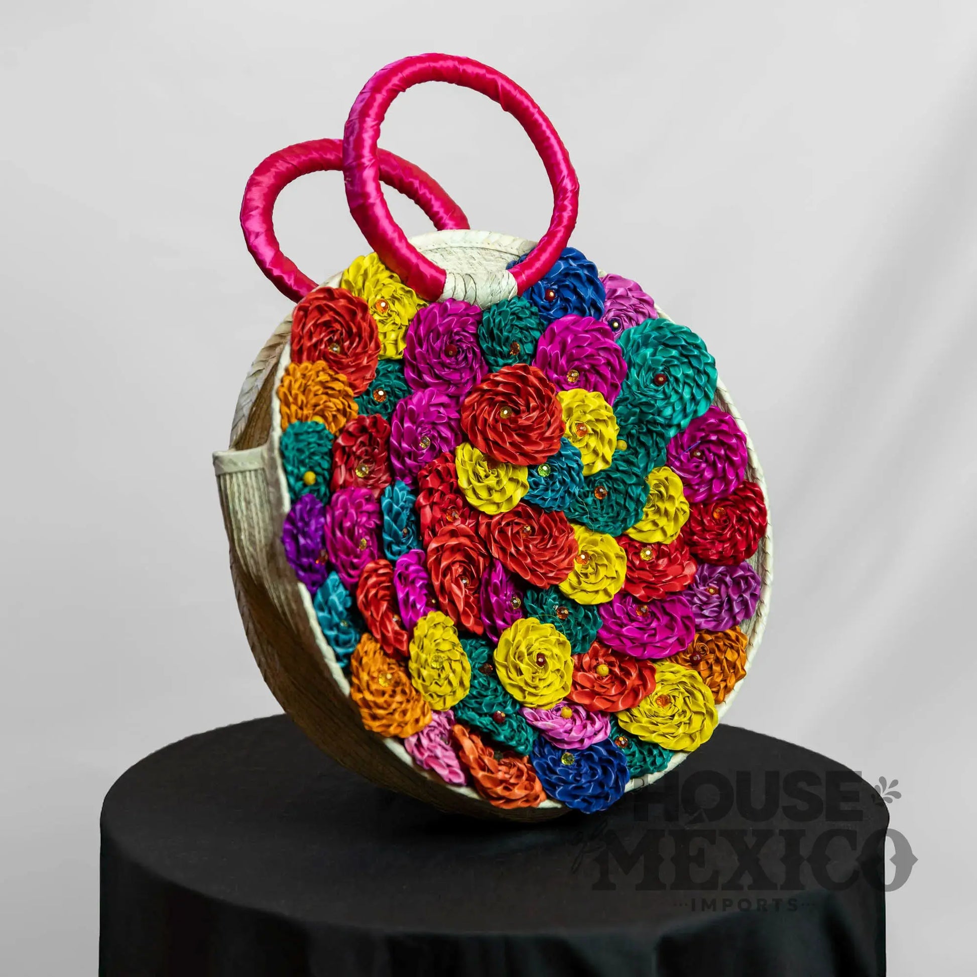 Mexican Handbags – Round Colorful Floral Tote