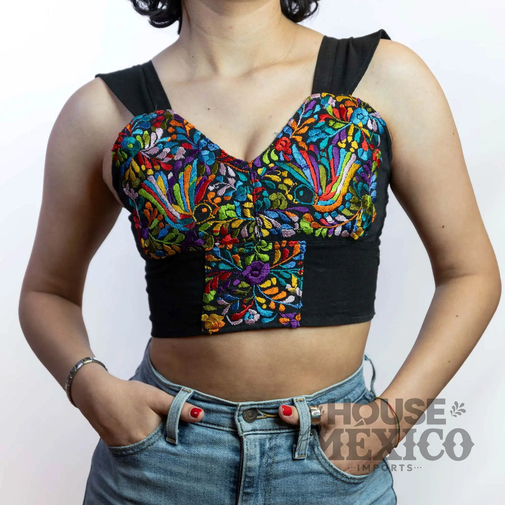 Mexican Top – Blusa Paloma with Colorful Floral Embroidery