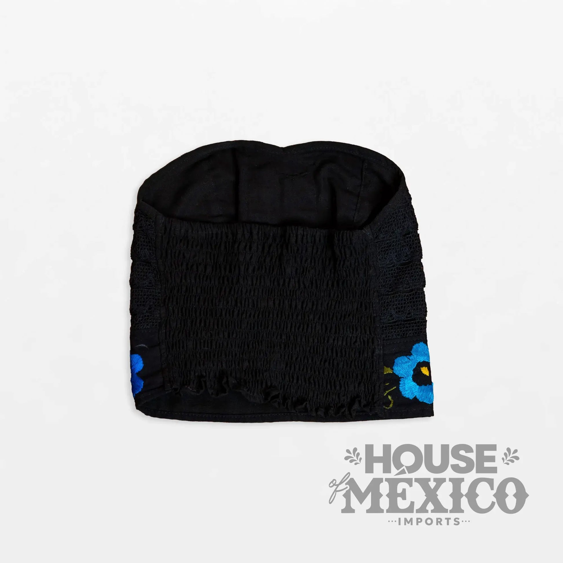 Mexican Top – Tube Top Coral with Colorful Floral Embroidery