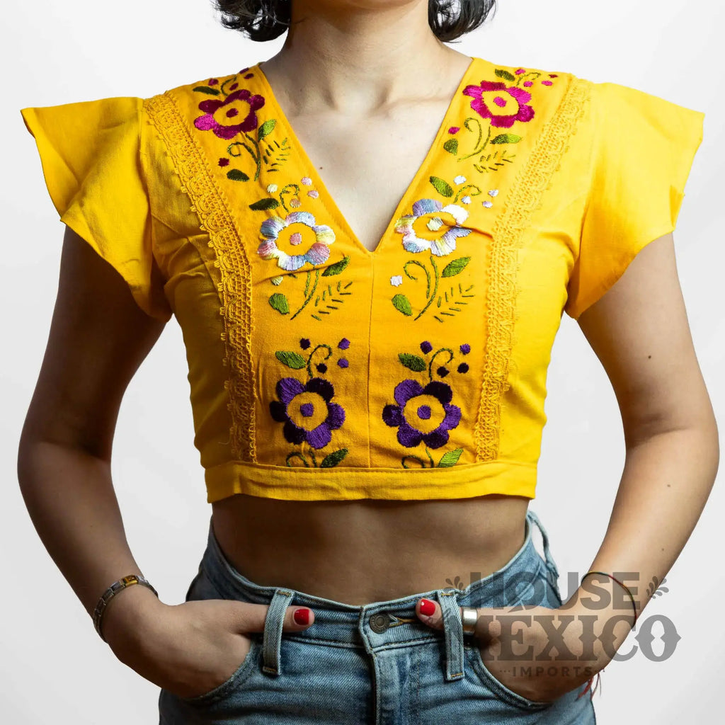 Mexican Top – Blusa Inés with Colorful Floral Embroidery