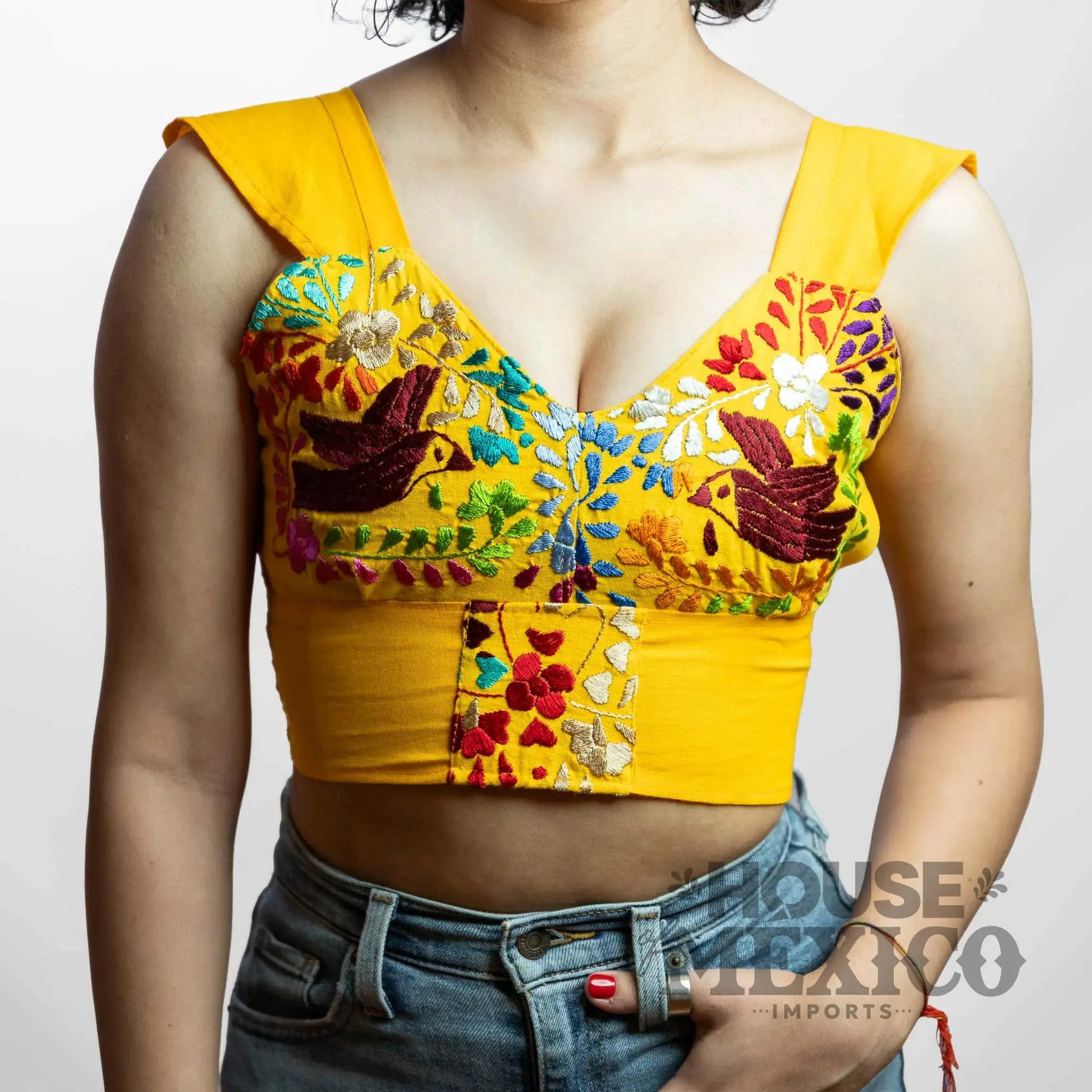 Mexican Top – Blusa Paloma with Colorful Floral Embroidery