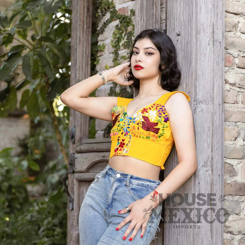 Mexican Top – Blusa Paloma with Colorful Floral Embroidery