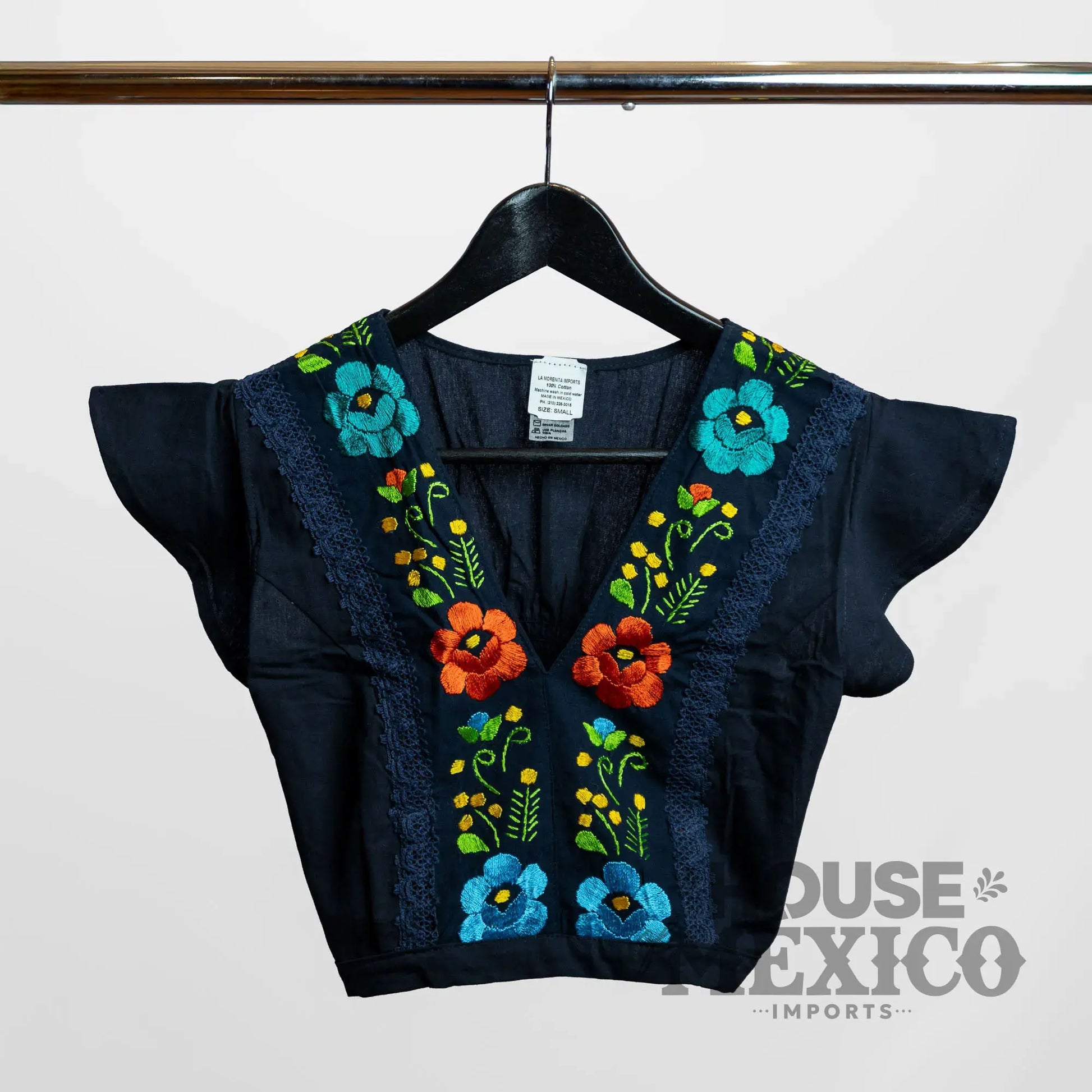 Mexican Top – Blusa Inés with Colorful Floral Embroidery