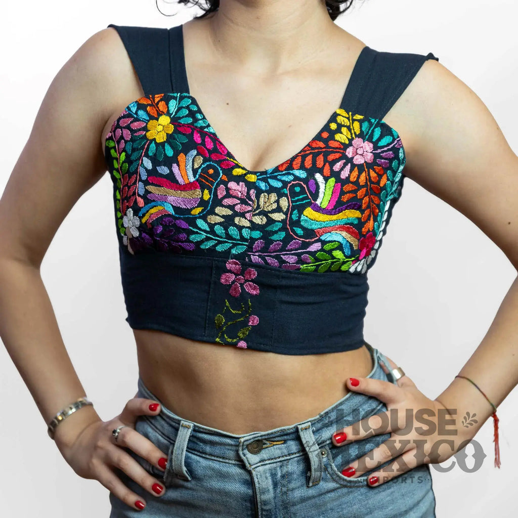 Mexican Top – Blusa Paloma with Colorful Floral Embroidery
