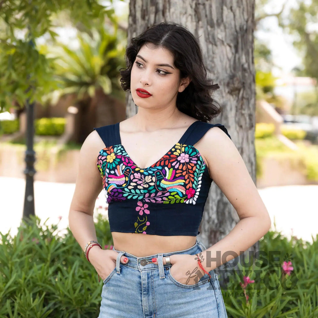 Mexican Top – Blusa Paloma with Colorful Floral Embroidery
