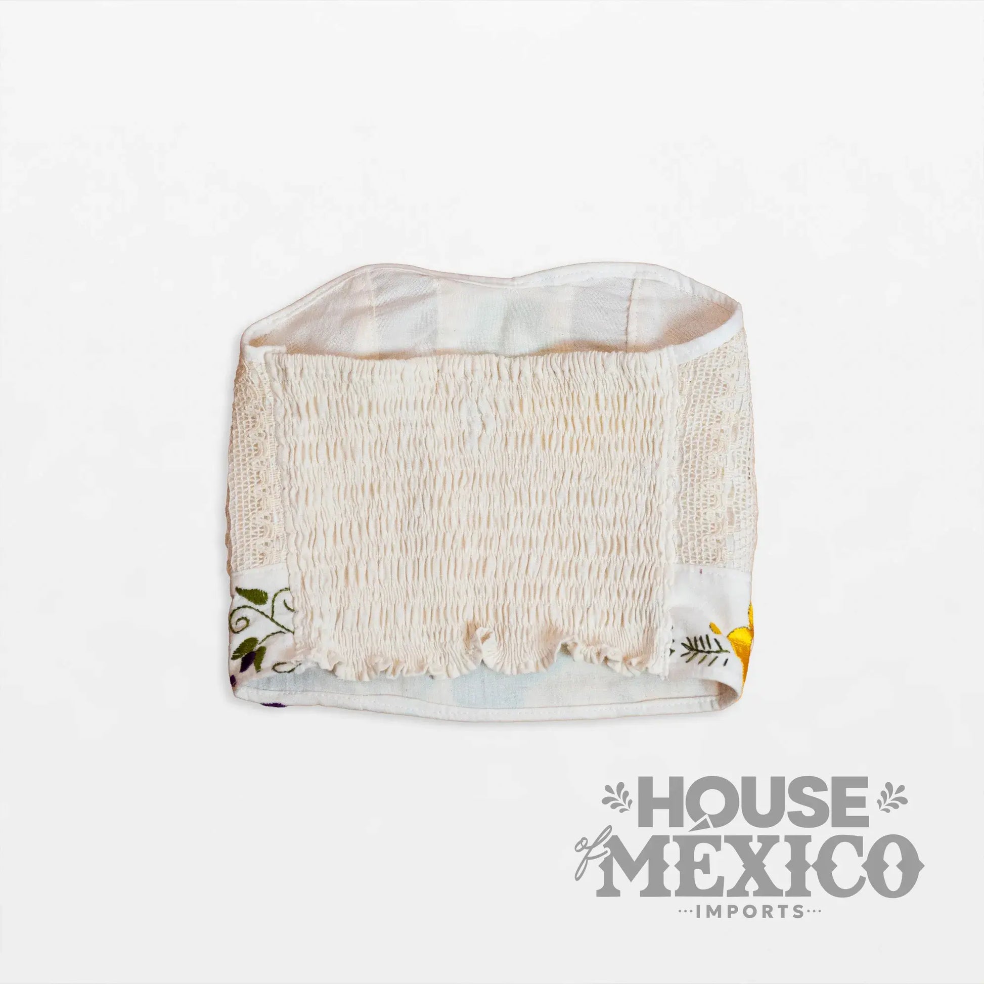 Mexican Top – Tube Top Coral with Colorful Floral Embroidery