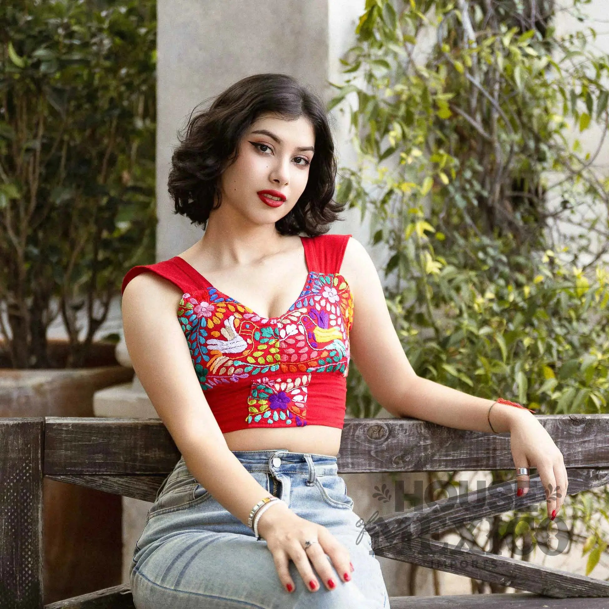 Mexican Top – Blusa Paloma with Colorful Floral Embroidery